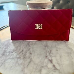 Badgley Mischka Elegant Red Quilted Wallet Clutch